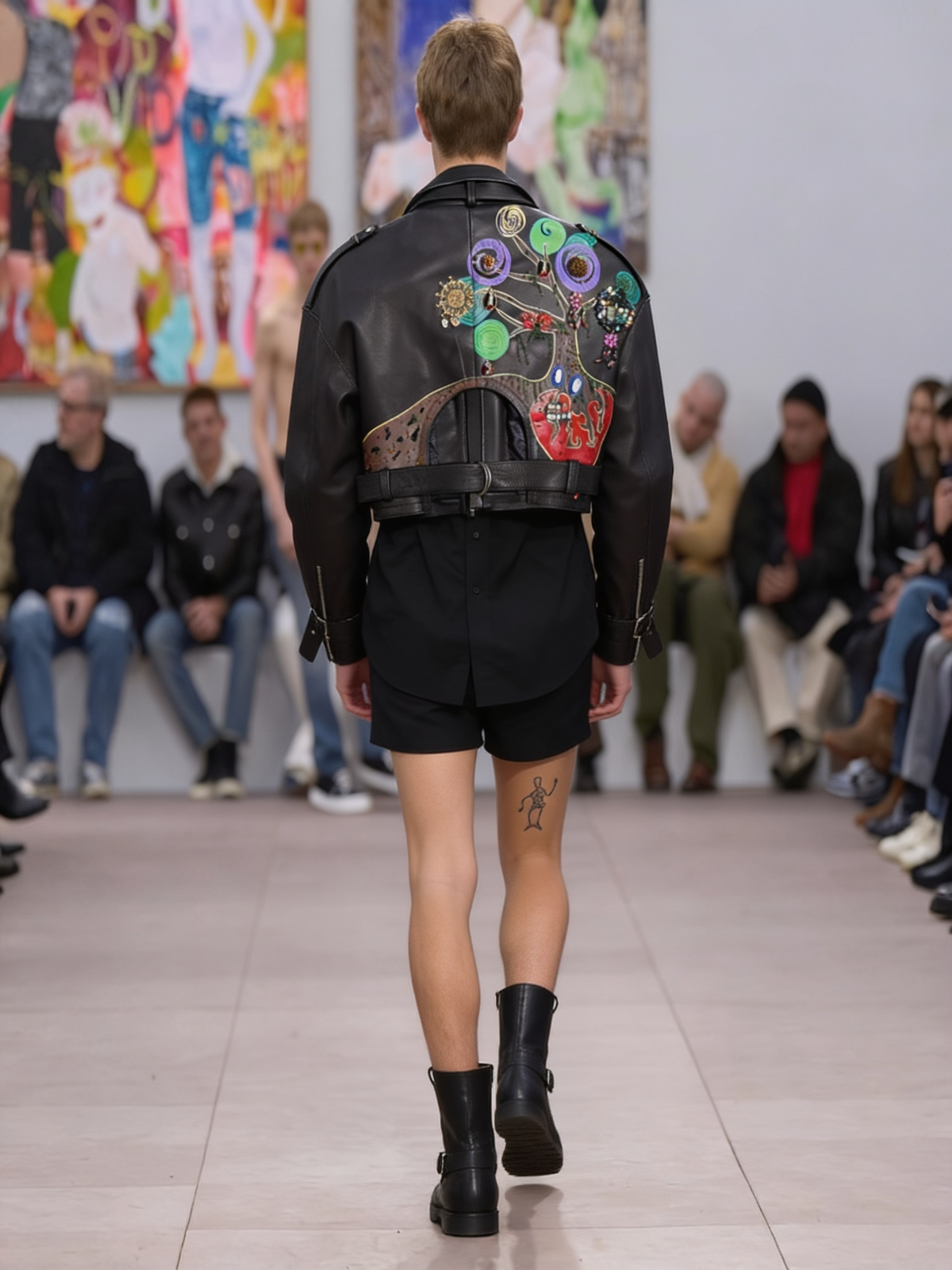 Hand-Painted Leather Jacket – Save Earth | Upcycled Vintage | LION Ibiza