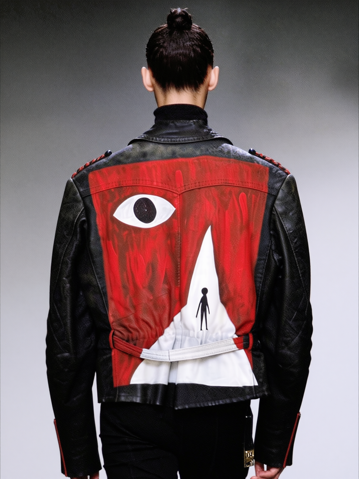 Hand-Painted Leather Jacket – The Question | Upcycled Vintage | LION Ibiza
