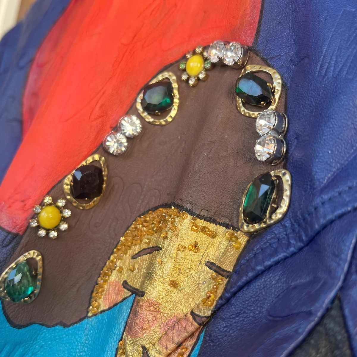 Hand-Painted Leather Jacket – The Power of Love 001 | Upcycled Vintage | LION Ibiza