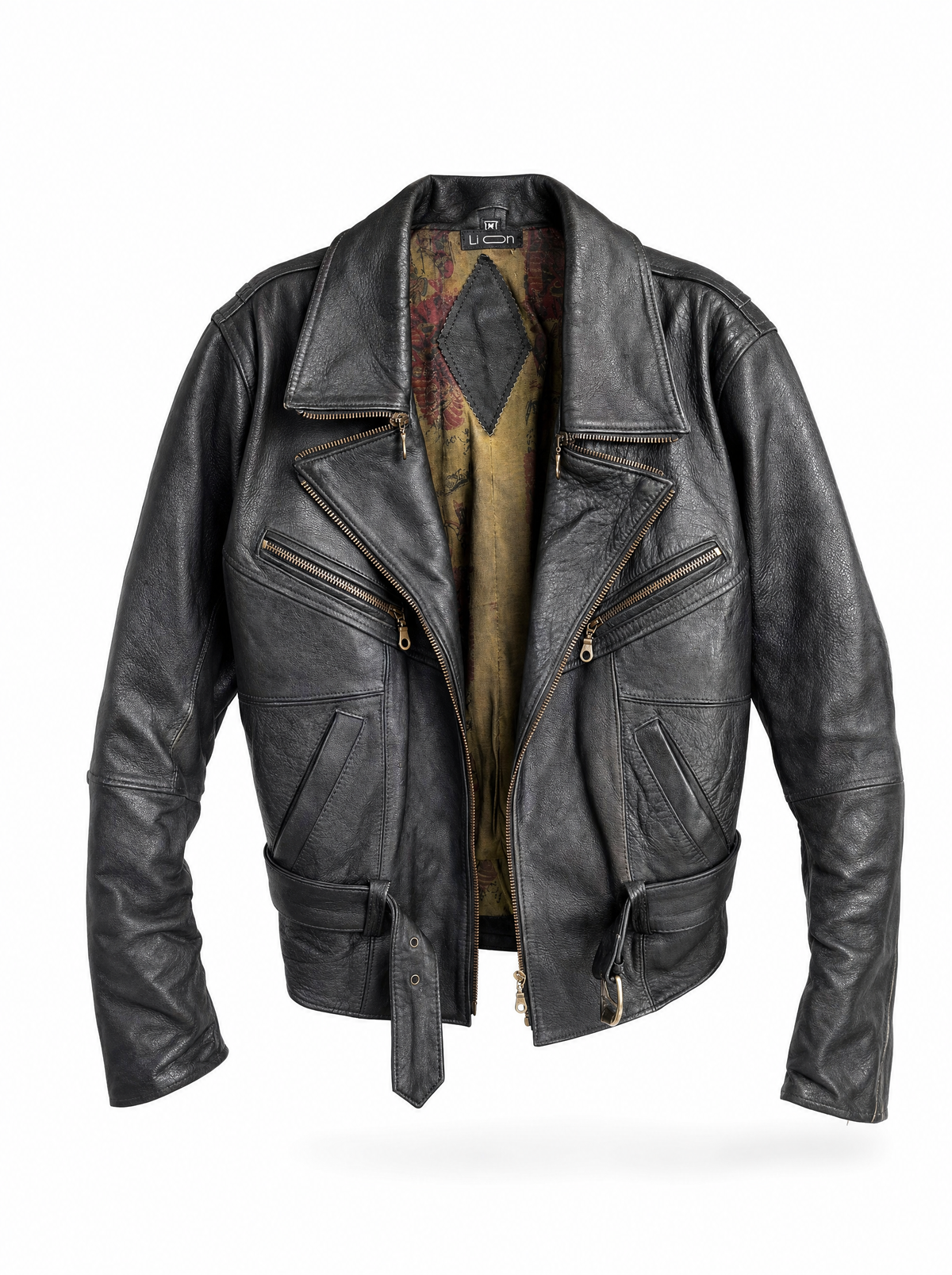 Hand-Painted Leather Jacket – The Power of Love 002 | Upcycled Vintage | LION Ibiza