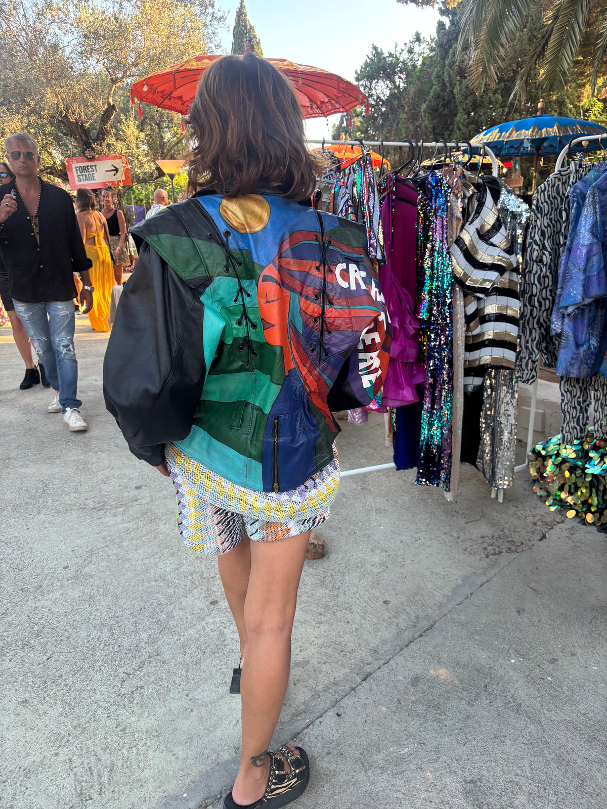 Hand-Painted Leather Jacket – Created to Create | Upcycled Vintage | LION Ibiza