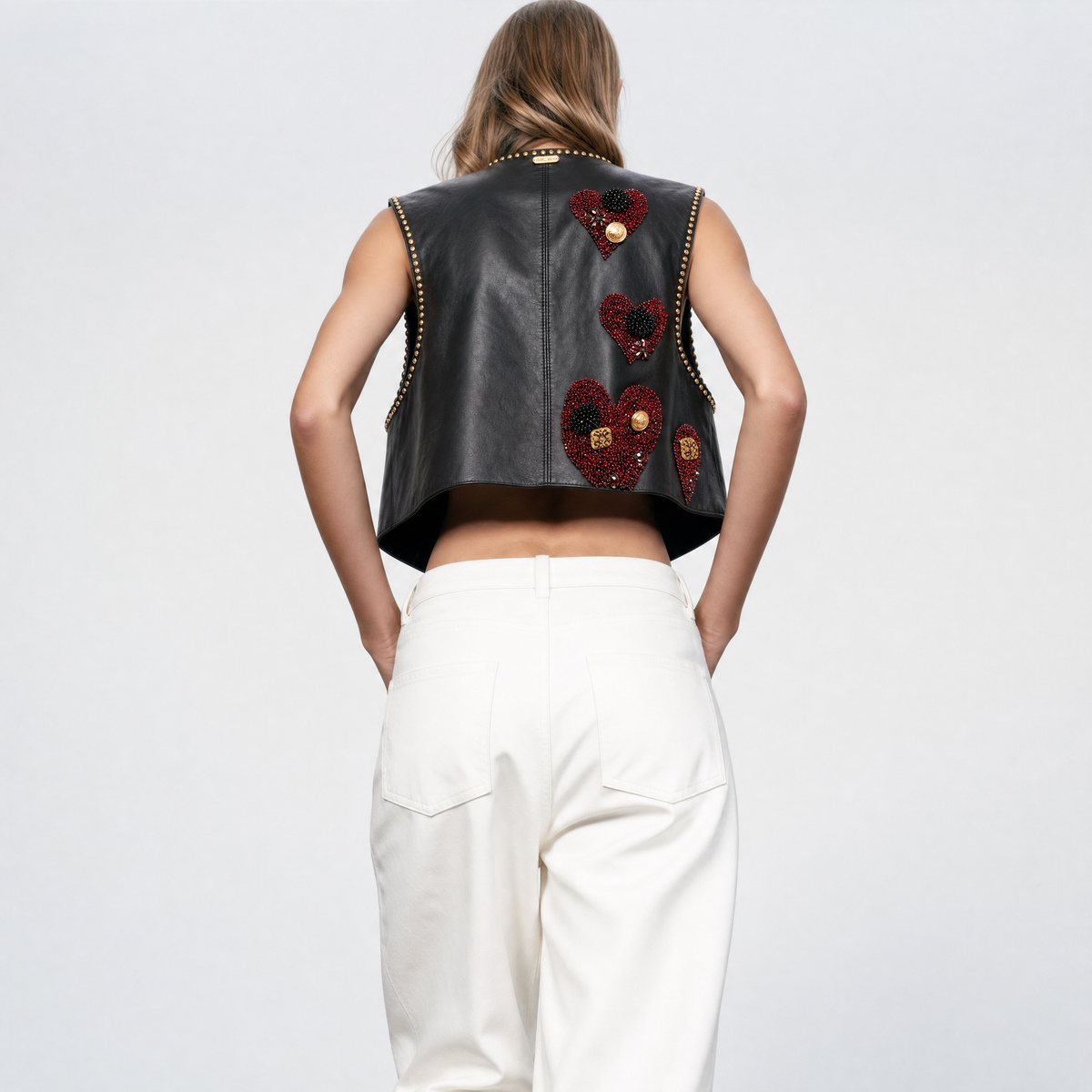 Hand-Painted Leather Jacket –  The Power of Love 003 | Upcycled Vintage | LION Ibiza